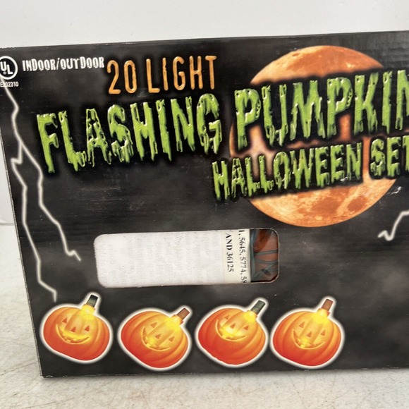 Vintage Pumpkin Hard Plastic 20 Pumpkins Flashing String Light Set - Picture 3 of 10